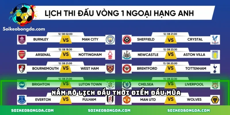 Nắm rõ lịch đấu thời điểm đầu mùa