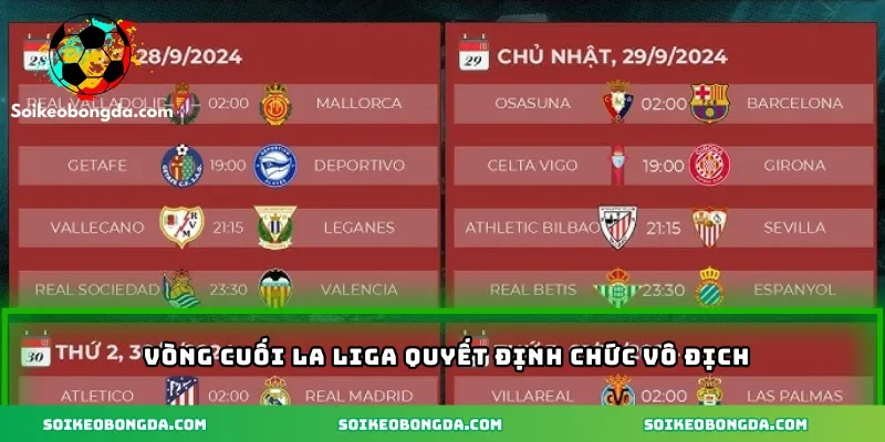 4 vòng cuối La Liga quyết định chức vô địch