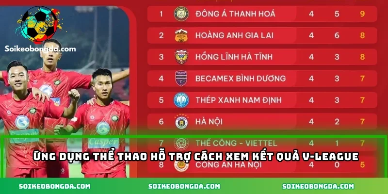 Ứng dụng thể thao hỗ trợ cách xem kết quả V-League